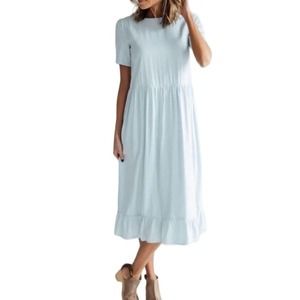 Clad & Cloth Light Blue Midi The Bonnie Dress Size S | 40-11